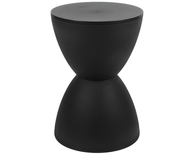 Black Round Side Table – Modern Hourglass Drum Stool for Home, Living Room & Bedroom (Black)