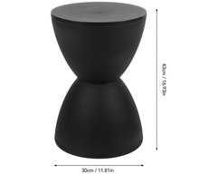 Black Round Side Table – Modern Hourglass Drum Stool for Home, Living Room & Bedroom (Black)