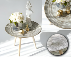 Moroccan Carved Style Round Side Table