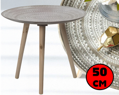 Moroccan Carved Style Round Side Table