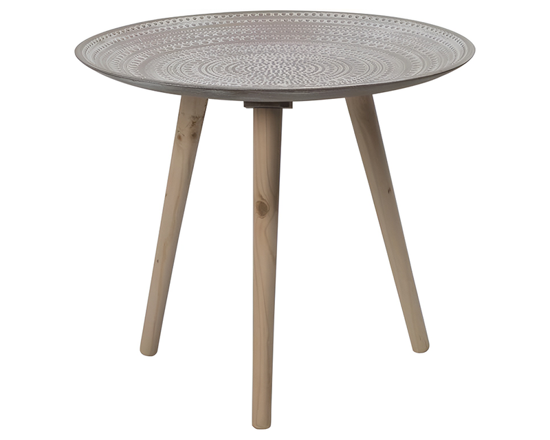 Moroccan Carved Style Round Side Table