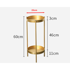 gold flower stand with two tiers