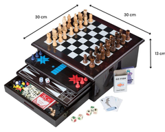 10 in 1 Wooden Chess Board Games Slide Out Checkers House Unit Set