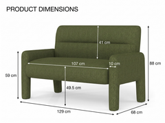 Sofa Dubai Hunter Green 2 Seater Modern Fabric Lounge Sofa