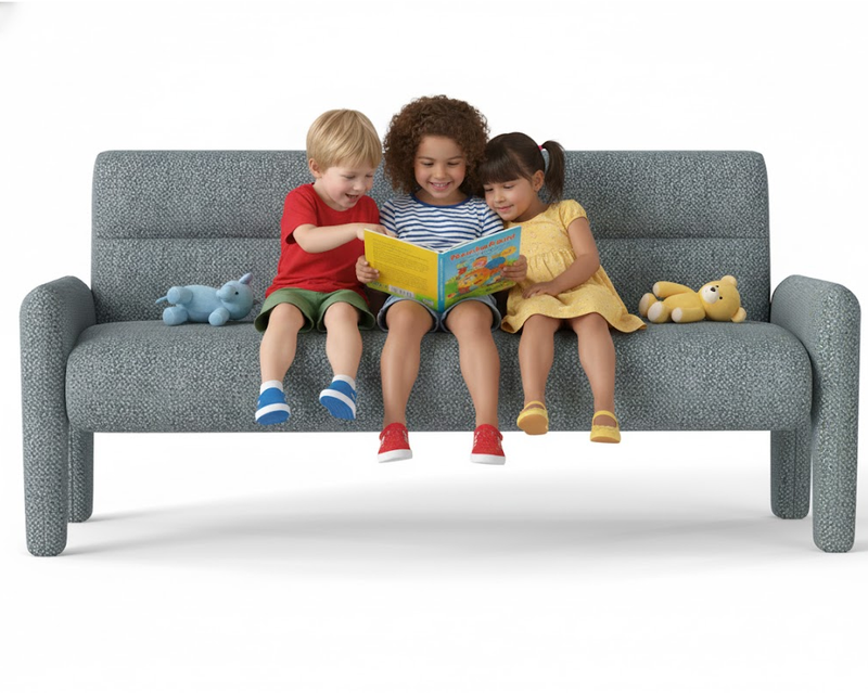 Sky Blue 3 Seater Sofa Modern Chenille KD Sofa for Living Room