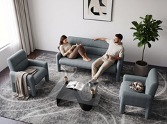Sky Blue 3 Seater Sofa Modern Chenille KD Sofa for Living Room