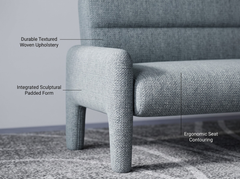 Sky Blue 3 Seater Sofa Modern Chenille KD Sofa for Living Room