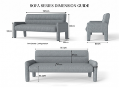 Sky Blue 3 Seater Sofa Modern Chenille KD Sofa for Living Room