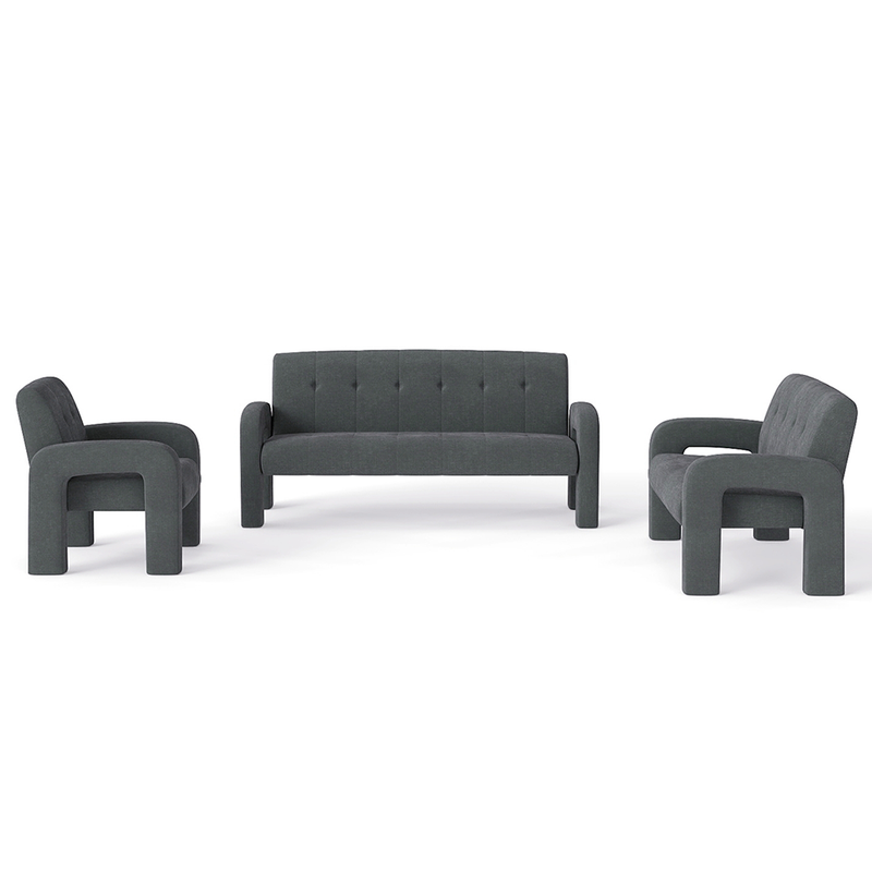 Milan Charcoal 3 seater sofa front view
