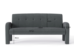 3 Piece Milan Charcoal Sofa Set