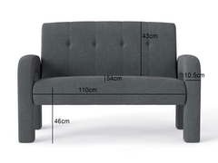 3 Piece Milan Charcoal Sofa Set