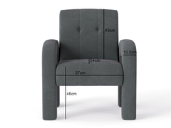 3 Piece Milan Charcoal Sofa Set