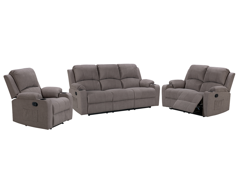 Sofa Set 3PCS NovaCloud Recliner Mocha Chenille