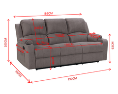 Sofa Set 3PCS NovaCloud Recliner Mocha Chenille