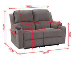 NovaCloud Fabric 2 Seater Recliner Sofa