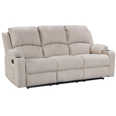 NovaCloud Fabric 3 Seater Recliner Sofa - Beige / 3 Seater