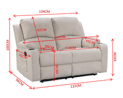 NovaCloud Fabric 2 Seater Recliner Sofa