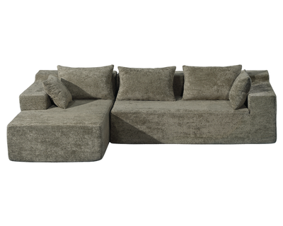 Compressed L-Shape Modular Sofa with Chaise – Modern Space-Saving Lounge Sofa