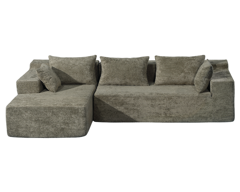Compressed L-Shape Modular Sofa with Chaise – Modern Space-Saving Lounge Sofa