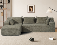 Compressed L-Shape Modular Sofa with Chaise – Modern Space-Saving Lounge Sofa