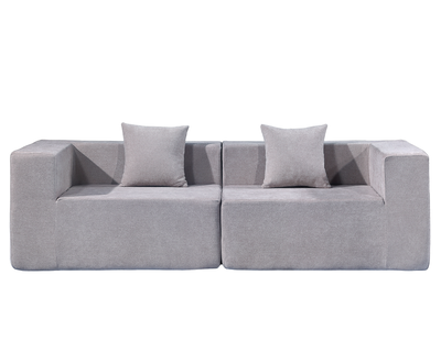 Compressed Modular 2-Seater Sofa – Beige Space-Saving Lounge Sofa