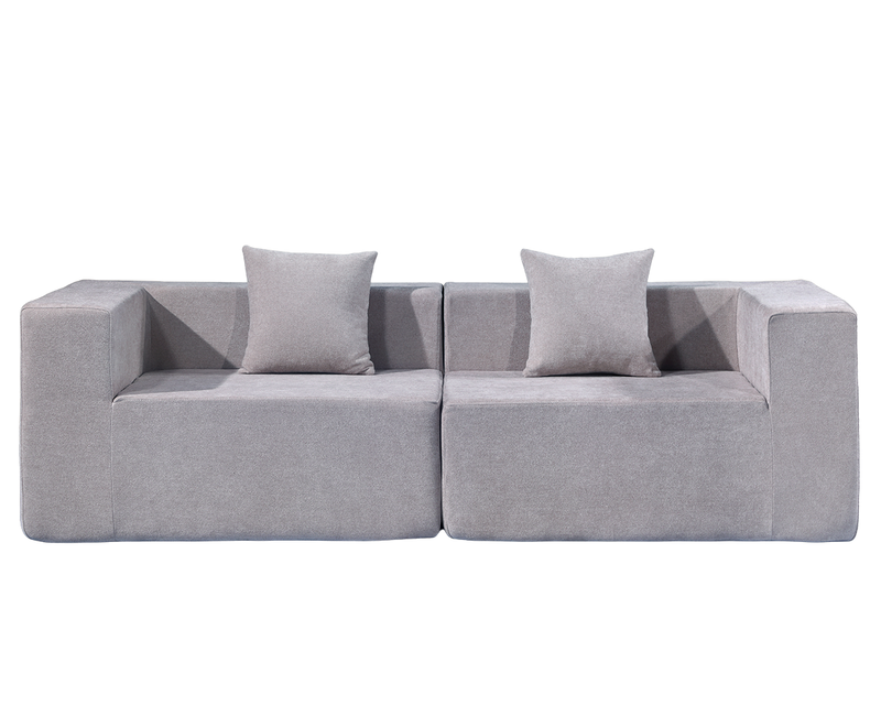Compressed Modular 2-Seater Sofa – Beige Space-Saving Lounge Sofa