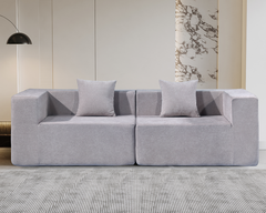 Compressed Modular 2-Seater Sofa – Beige Space-Saving Lounge Sofa