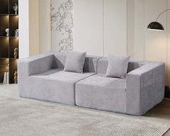 Compressed Modular 2-Seater Sofa – Beige Space-Saving Lounge Sofa