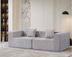 Compressed Modular 2-Seater Sofa – Beige Space-Saving Lounge Sofa