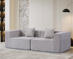 Compressed Modular 2-Seater Sofa – Beige Space-Saving Lounge Sofa