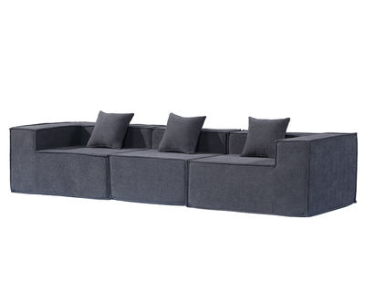 Modern 3 Seater Modular Fabric Sofa Compressed Lounge Couch