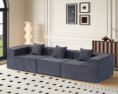 Modern 3 Seater Modular Fabric Sofa Compressed Lounge Couch