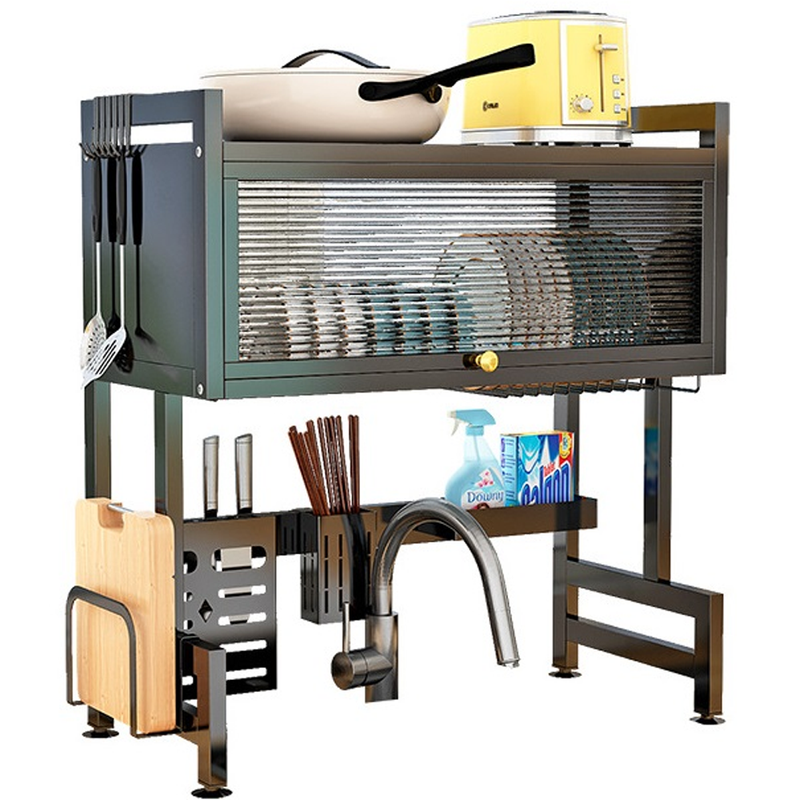 Dish drying rack over sink