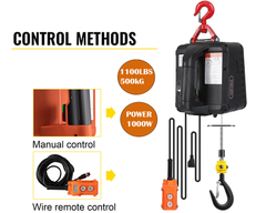 Electric hoist winch with steel cable