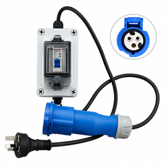 2M Caravan Extension Cable Adaptor with 10A IP67 MCB Breaker - Caravan Extension Cable Adaptor 10A to 16A