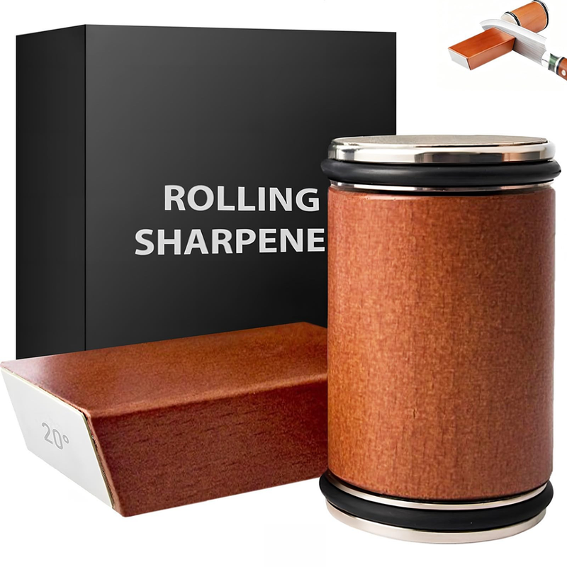 rolling knife sharpener with wood base