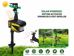 Solar Powered Motion Sensor Activated Animal Repeller Repellent Water Sprinkler
