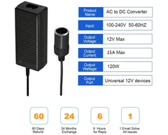 120W AC to DC Power Adapter Converter 230V-12V Car Cigarette Socket Charger