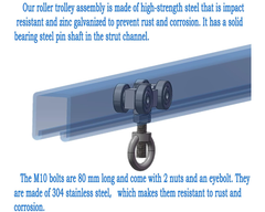 4 Wheel Unistrut Trolley Rollers