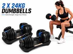 Adjustable Dumbbells 24Kg Pair