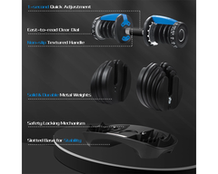Adjustable Dumbbells 24Kg Pair