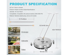 18" Pressure Washer Surface Cleaner with accessories