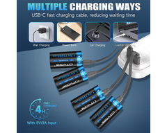 Rechargeable D Batteries 4 PCS
