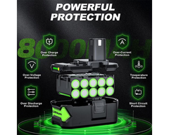 Ryobi 18V Battery 8000mAh Replacement Battery