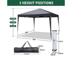 Gazebo 3X3 Outdoor Marquee Gazebos Wedding Party Camping Tent 4 Wall Panels