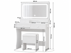 Dressing Table – 80CM Dressing Table with Mirror LED Lights