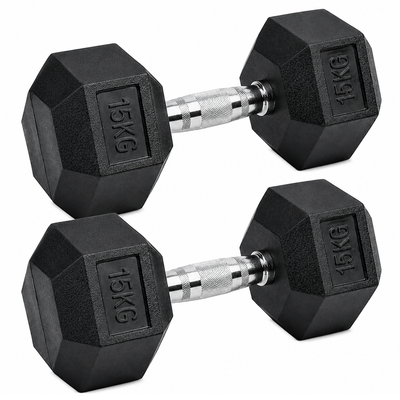 Dumbbell Set 2 x 15kg Hex Weights