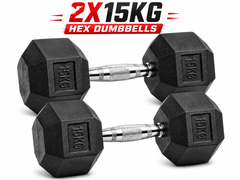 Dumbbell Set 2 x 15kg Hex Weights