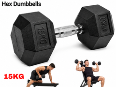 15kg Rubber Hex Dumbbell