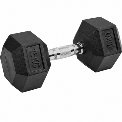 15kg Rubber Hex Dumbbell